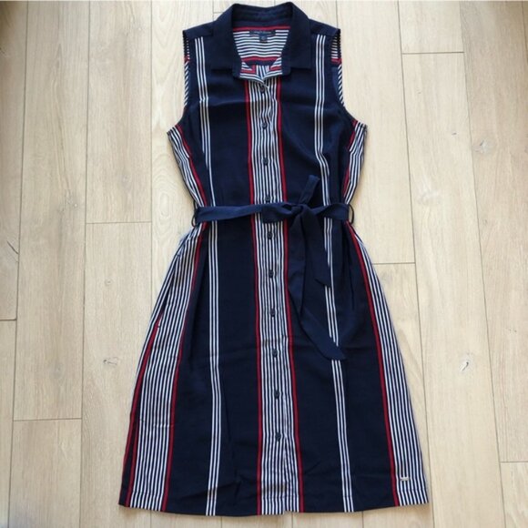 Tommy Hilfiger Sleeveless Button Up Dress in Navy Size S - Picture 1 of 14